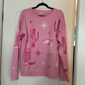NWT pink sweater with southwest motif!